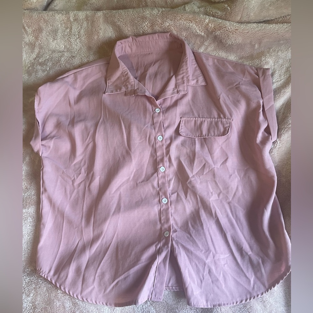Pink ladies button up blouse
